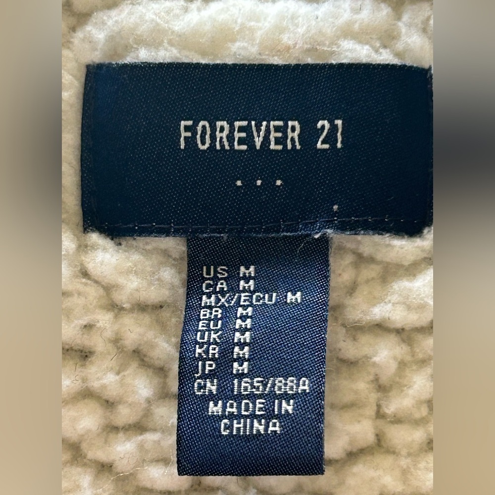 Forever 21 Plaid Hooded Sherpa Lined Shacket Jacket Cozy Cabin Core Size Medium - Picture 5 of 6